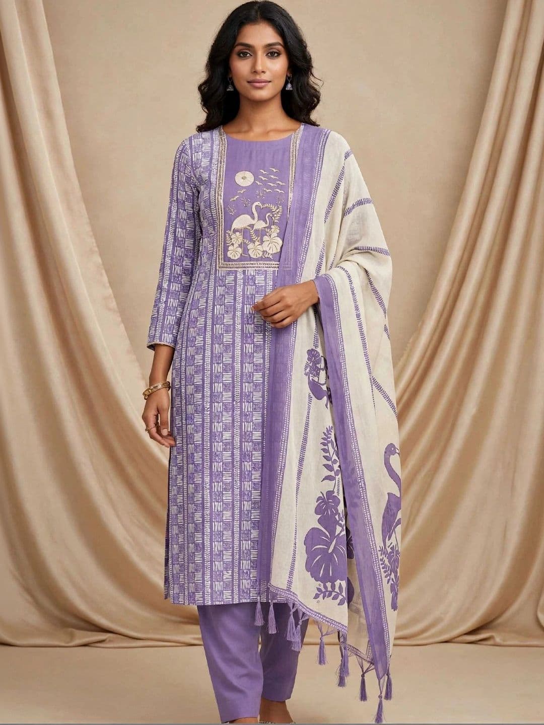 THE ASSTAG Printed Pure Cotton Semi-Stitched Dress Material thumbnail 2