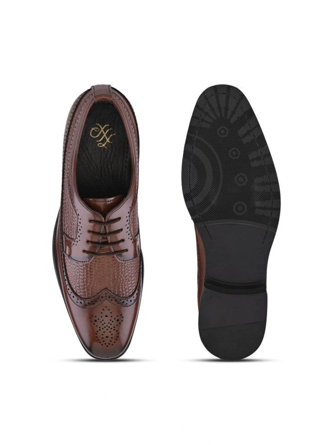 House of Pataudi Men Textured Formal Brogues thumbnail 4