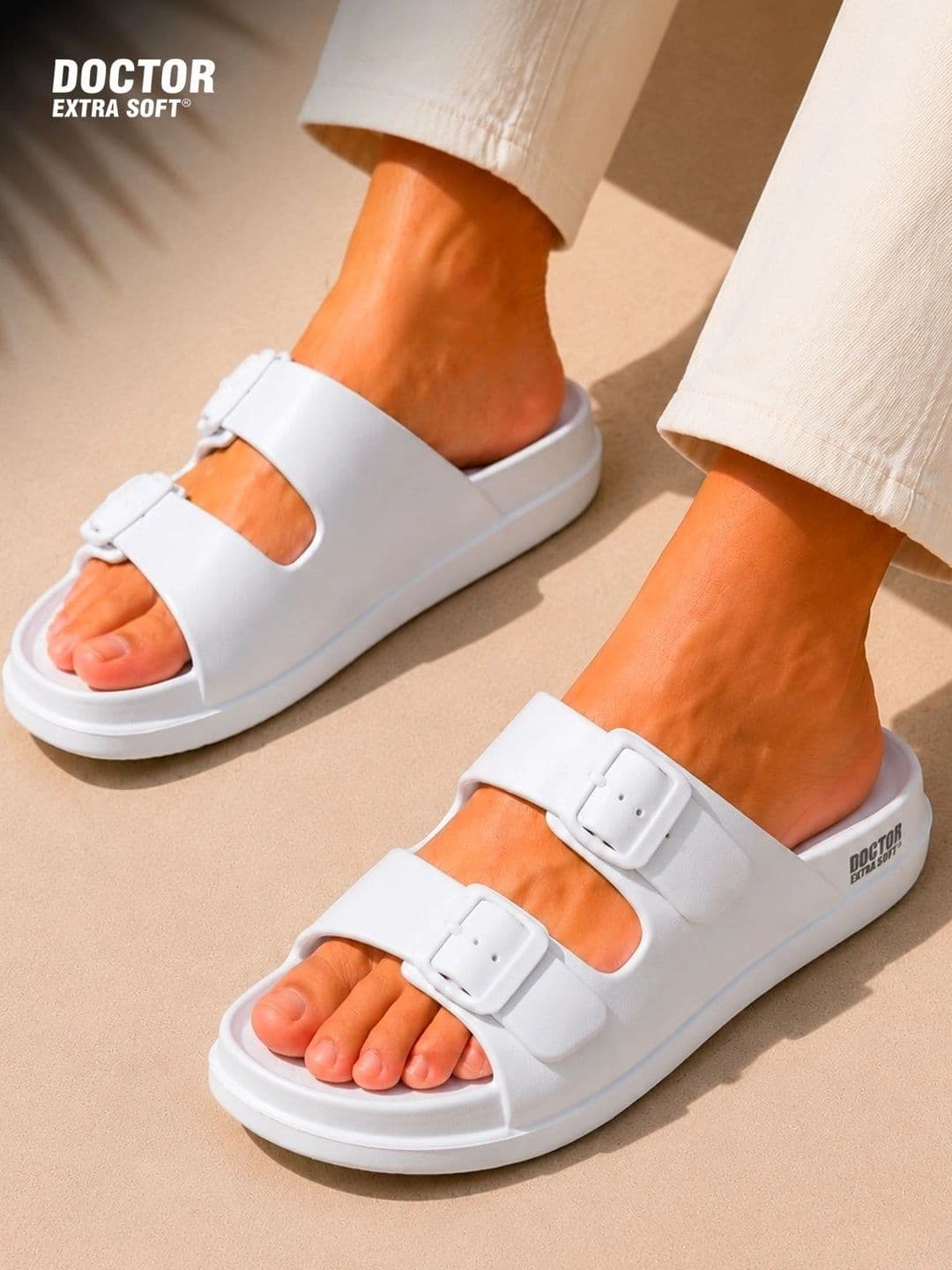 DOCTOR EXTRA SOFT Men Classic Cushion Lightweight Rubber Sliders With Buckle Detail - view 1