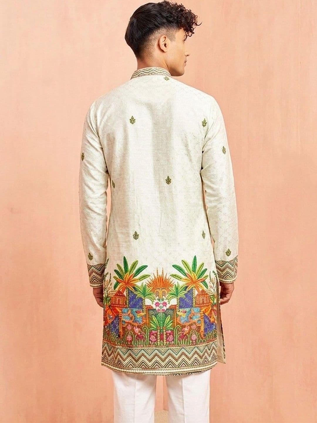VELKYNOX Men Ethnic Motifs Embroidered Thread Work Kurta thumbnail 4