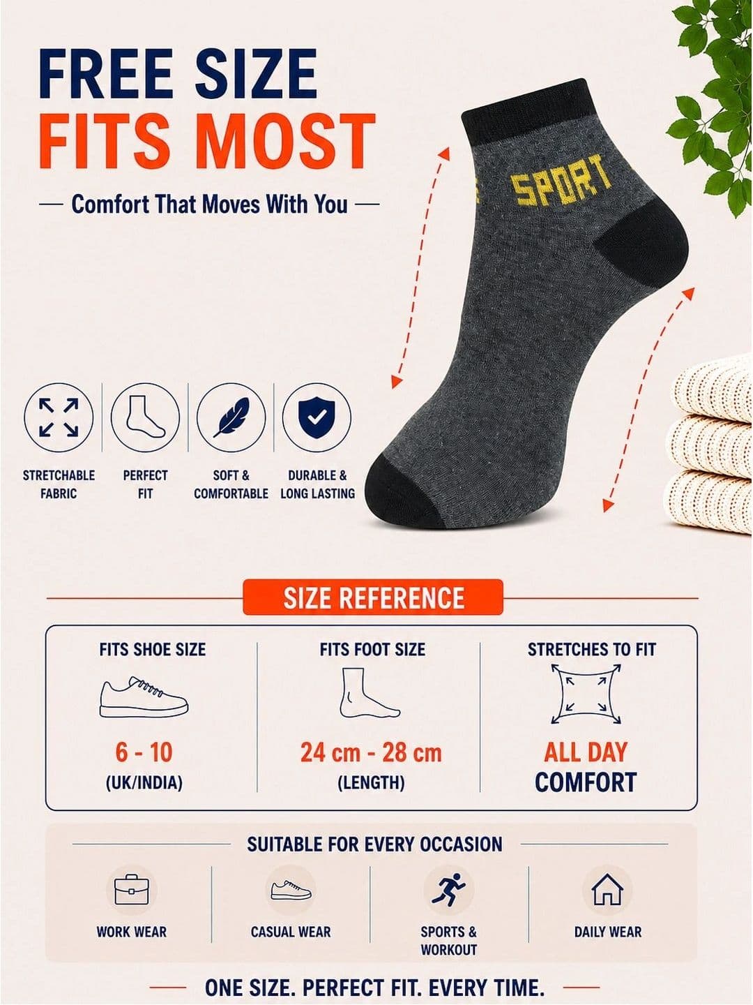ADDOSSO Men Pack of 5 Cotton Assorted Patterned Ankle Length Socks thumbnail 5
