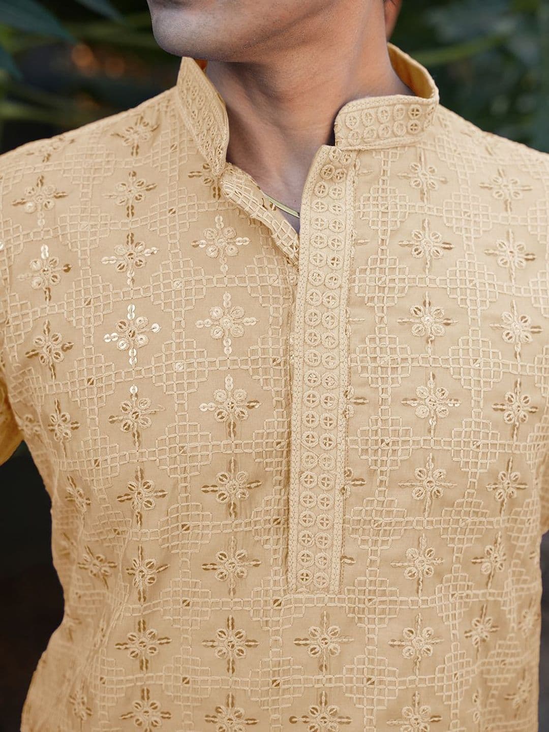 Anouk Men Geometric Embroidered Long Kurta thumbnail 6