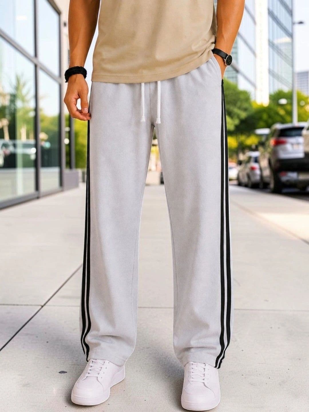 MOJAMEDI Men Straight Fit Striped Training Track Pants thumbnail 5