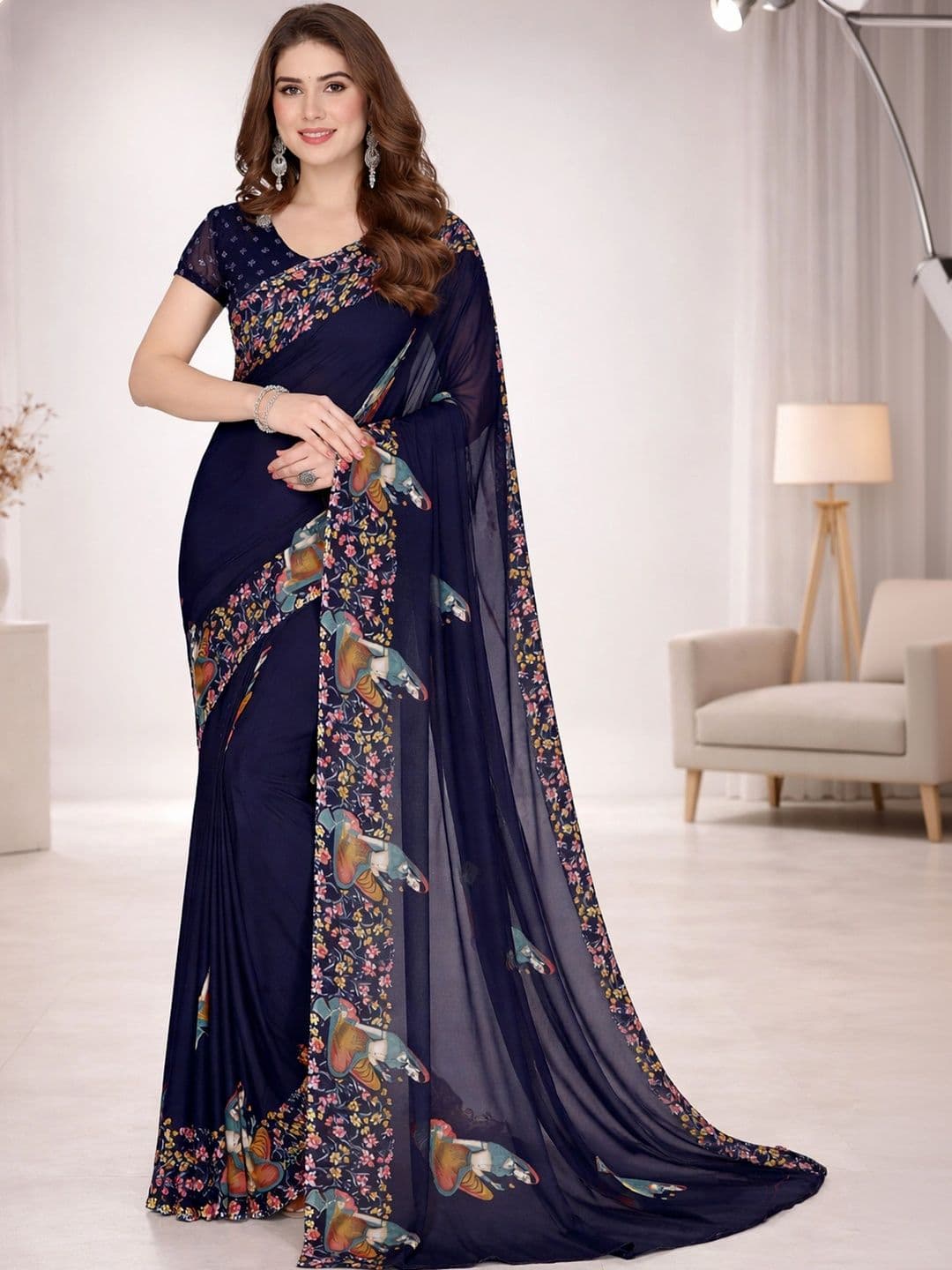 Moda Rapido Floral Poly Georgette Designer Saree - view 1