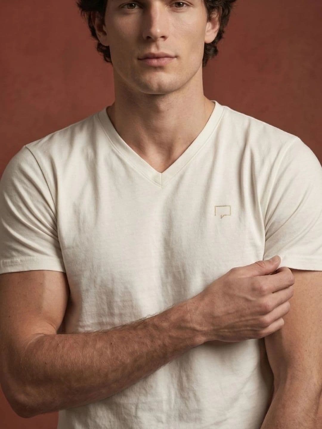 ROAR FOR GOOD Men Brand Logo V-Neck Organic Cotton Bio Finish T-shirt thumbnail 4