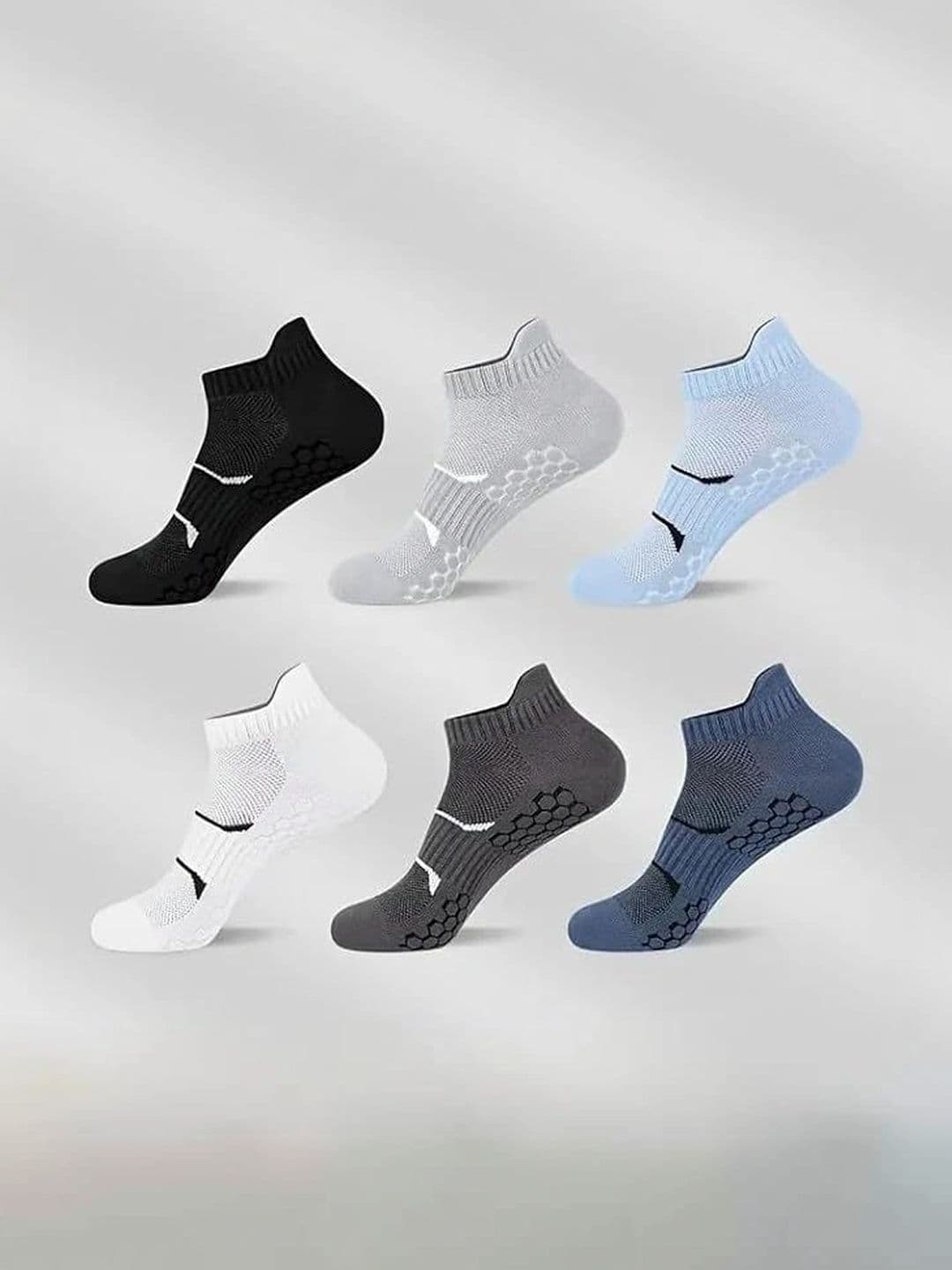 FABLISS Men Pack of 6 Cotton Assorted Patterned Ankle Length Socks thumbnail 5