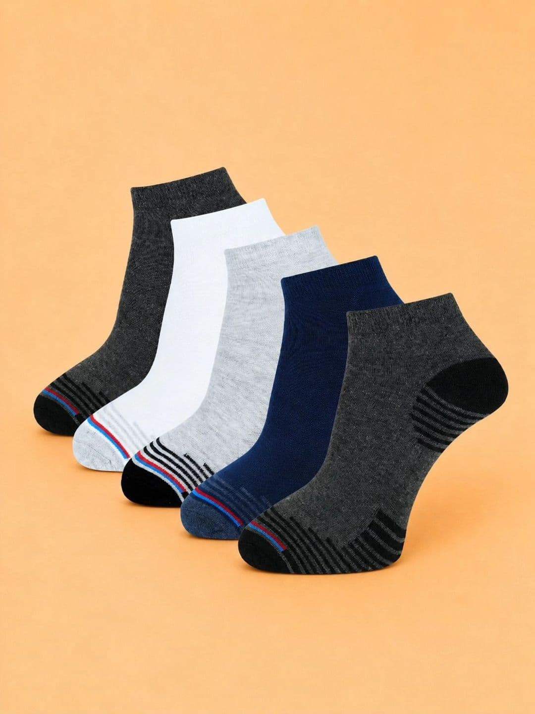 ADDOSSO Men Pack of 5 Cotton Assorted Striped Above Ankle Socks - view 1