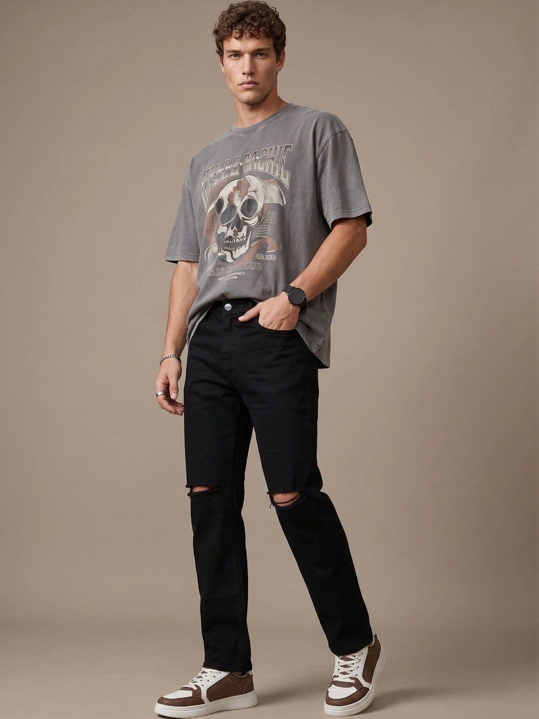 glitchez Men Classic Regular Fit Mid-Rise Highly Distressed Stretchable Jeans thumbnail 3