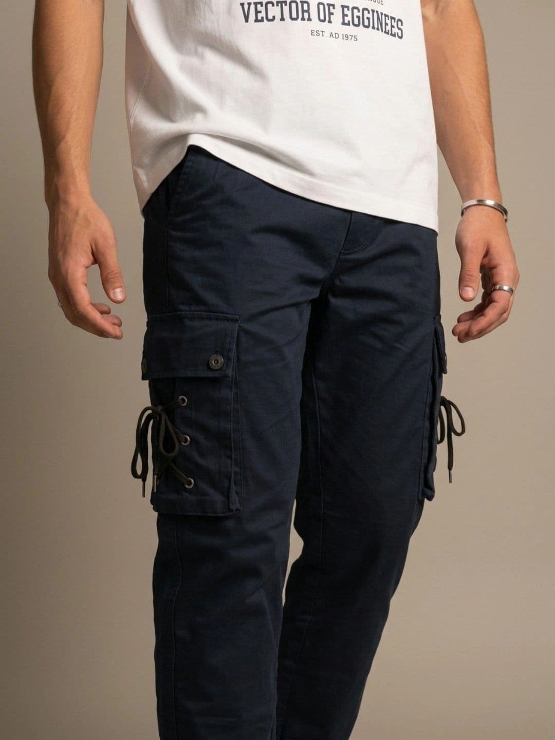 MaverIQ Men Dark Jogger Mid-Rise Cargo Pants thumbnail 6