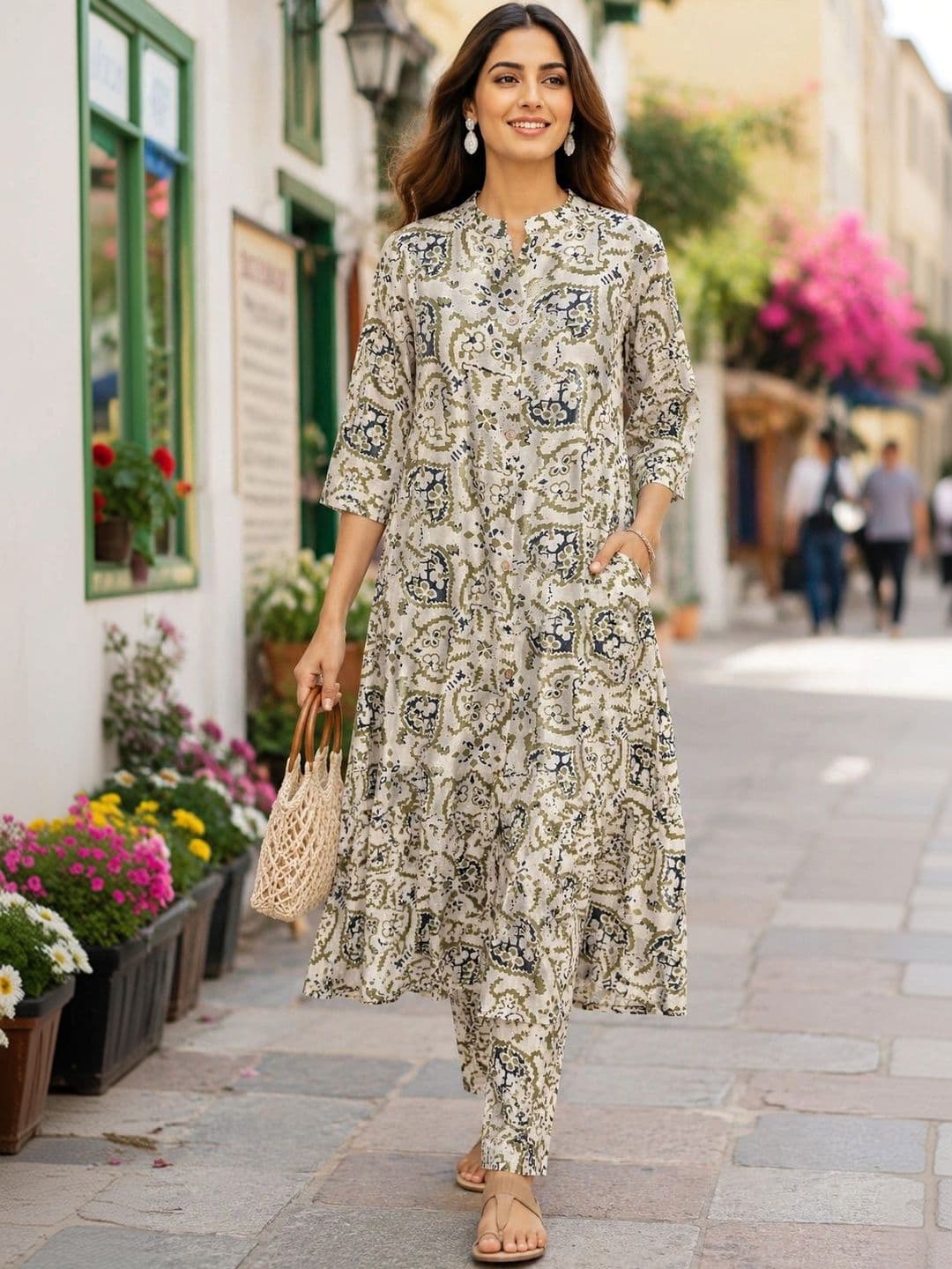 Three Boganvilla Women Ethnic Motifs Printed Regular Kurta with Trousers - view 1