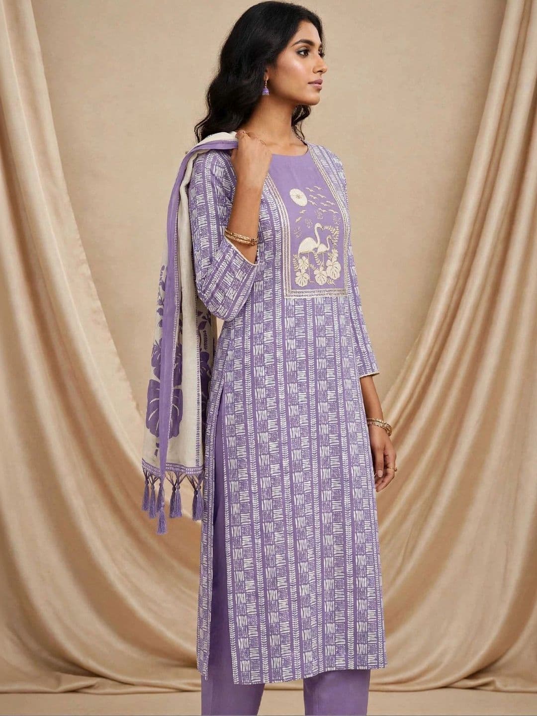 THE ASSTAG Printed Pure Cotton Semi-Stitched Dress Material thumbnail 4