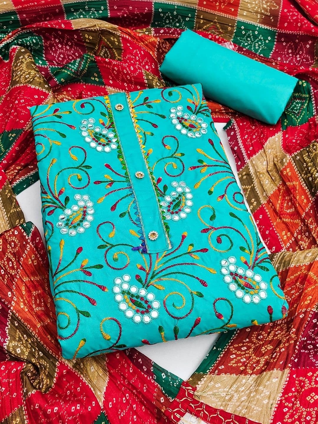 LeeliPeeri Designer Embroidered Unstitched Dress Material - view 1