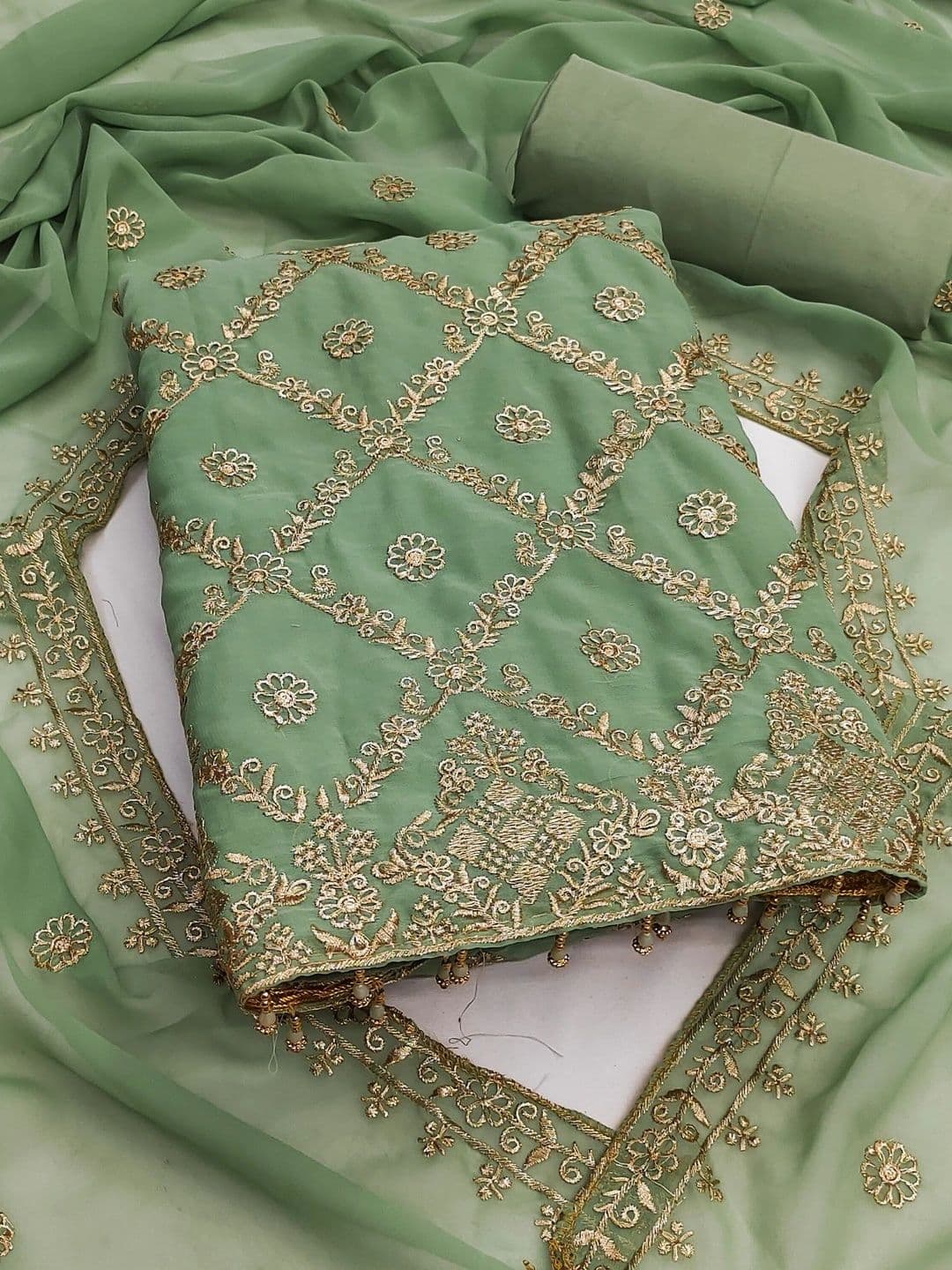 LeeliPeeri Designer Embroidered Unstitched Dress Material - view 1