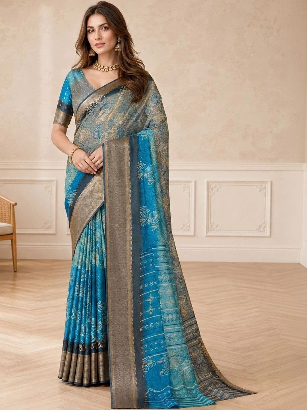 all about you Zari Silk Blend Fusion Patola Saree - view 1