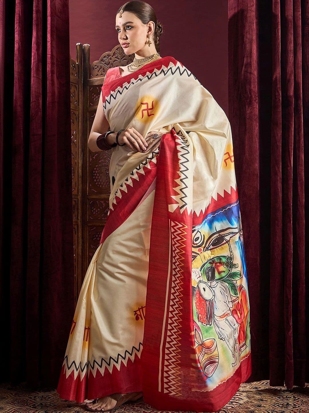 Sangria Women Silk Blend Designer Garad Saree thumbnail 3