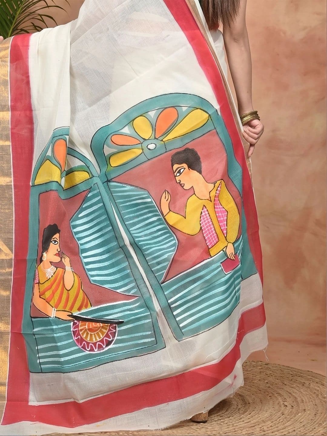 PuJoy Ethnic Motifs Sequinned Pure Cotton Handloom Taant Saree thumbnail 7