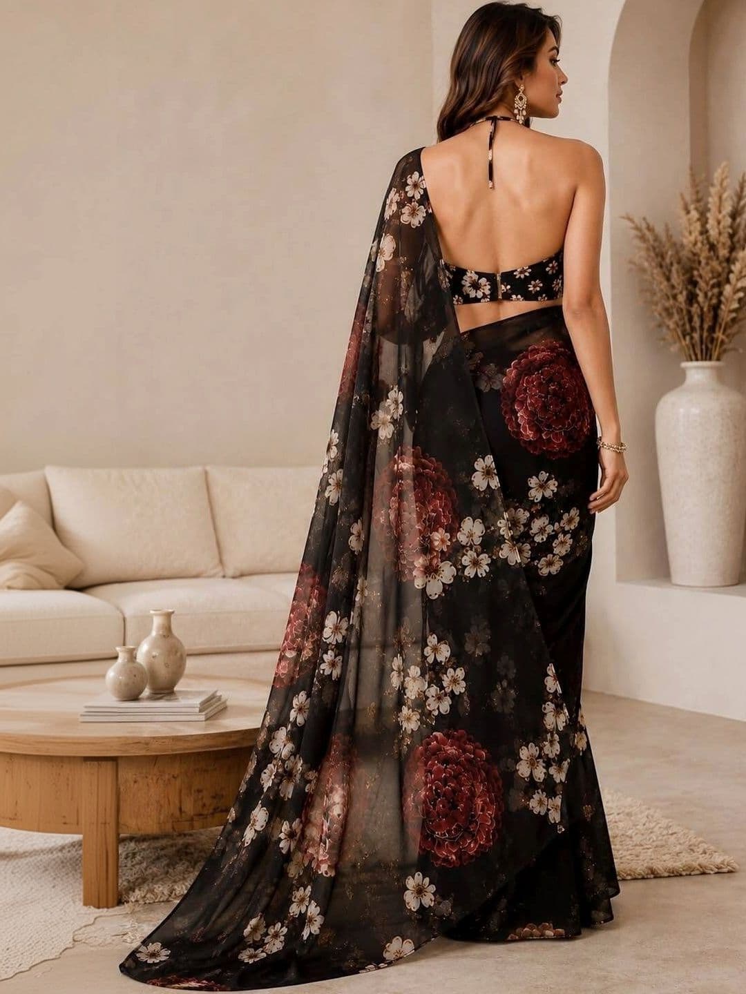 Vastra Drape Ombre Organza Designer Saree thumbnail 3