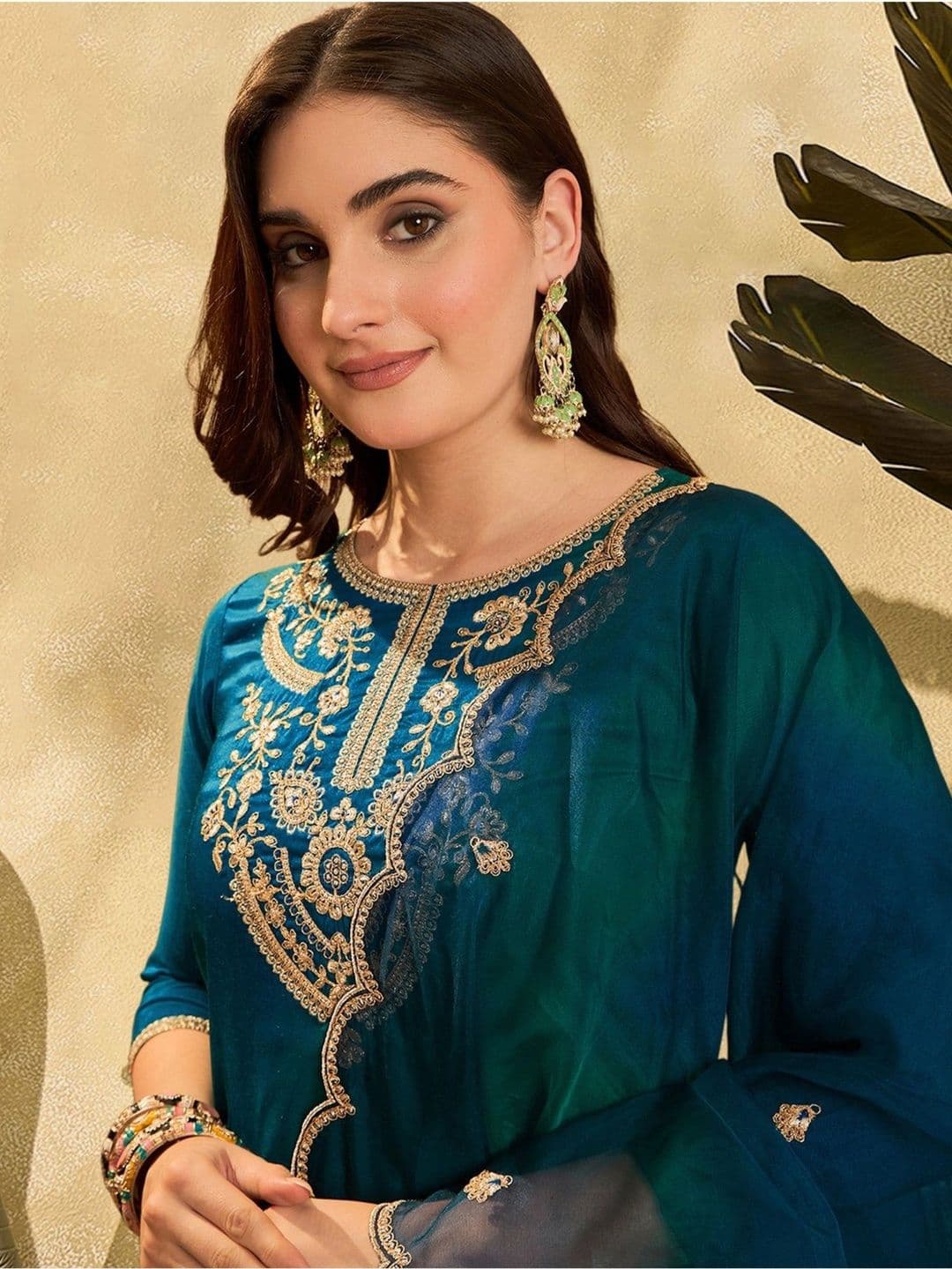 LeeliPeeri Designer Women Ethnic Motifs Embroidered Regular Thread Work Kurta with Trousers & With Dupatta thumbnail 6