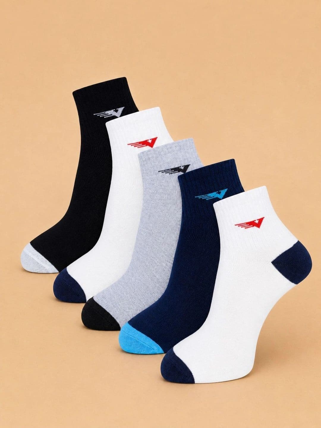 ADDOSSO Men Pack of 5 Cotton Assorted Ankle Length Socks - view 1