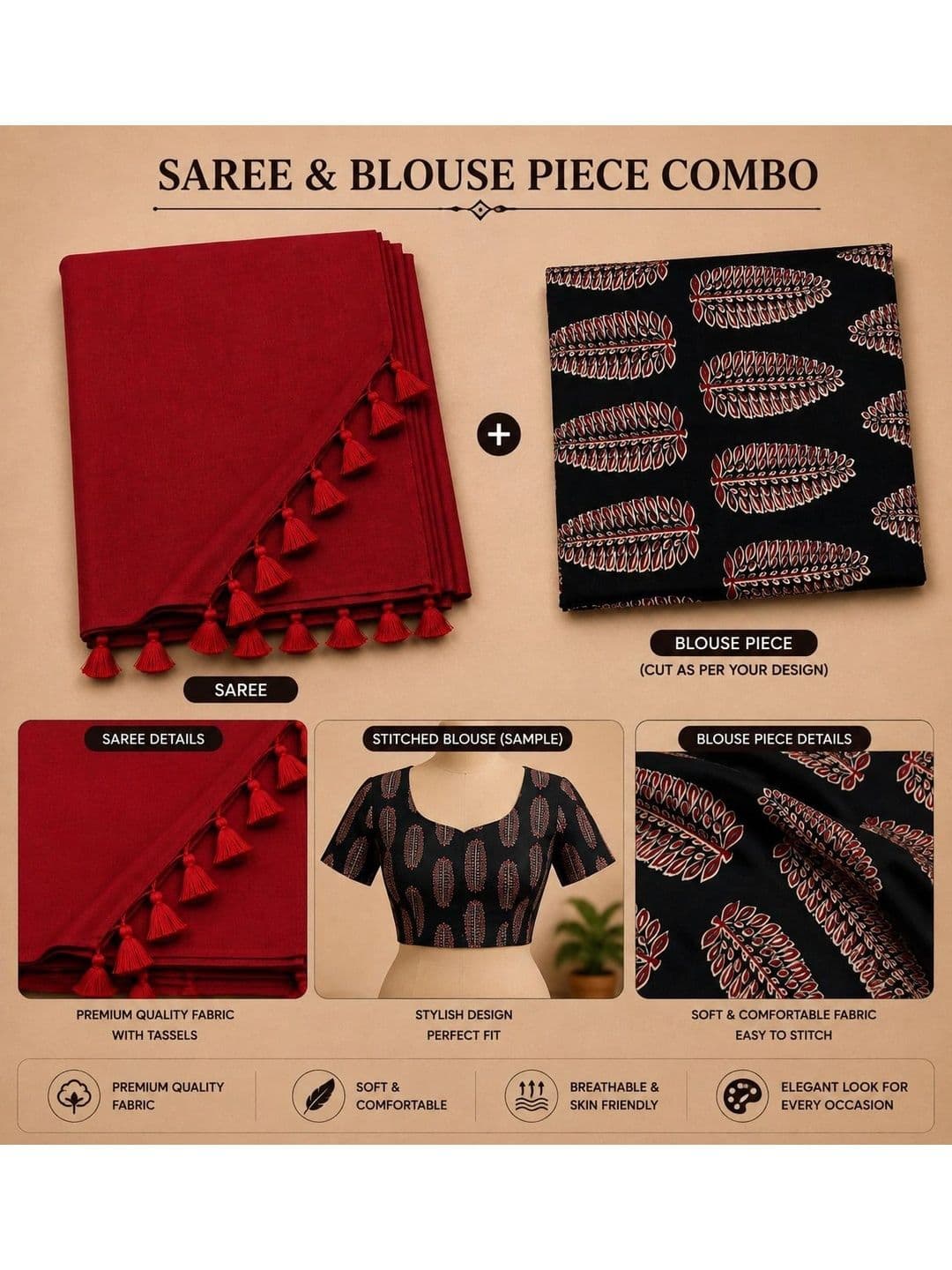 BSC Kalamkari Pure Cotton Saree thumbnail 4