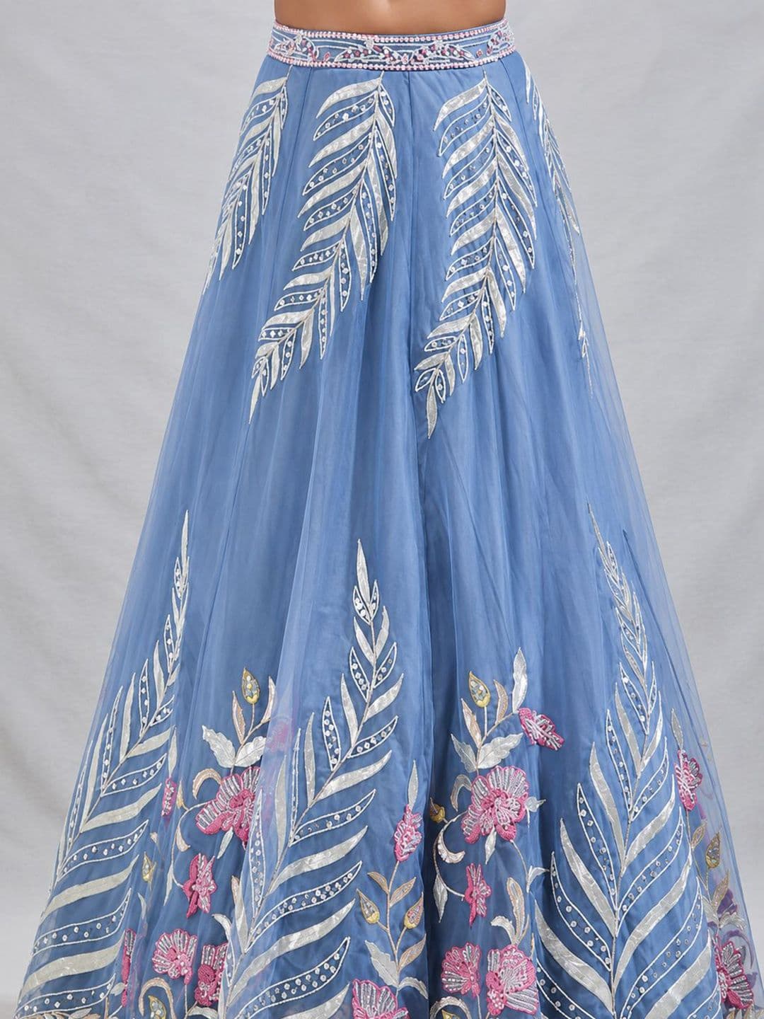 House of Pataudi Embellished Sequinned Semi-Stitched Lehenga & Unstitched Blouse With Dupatta thumbnail 6