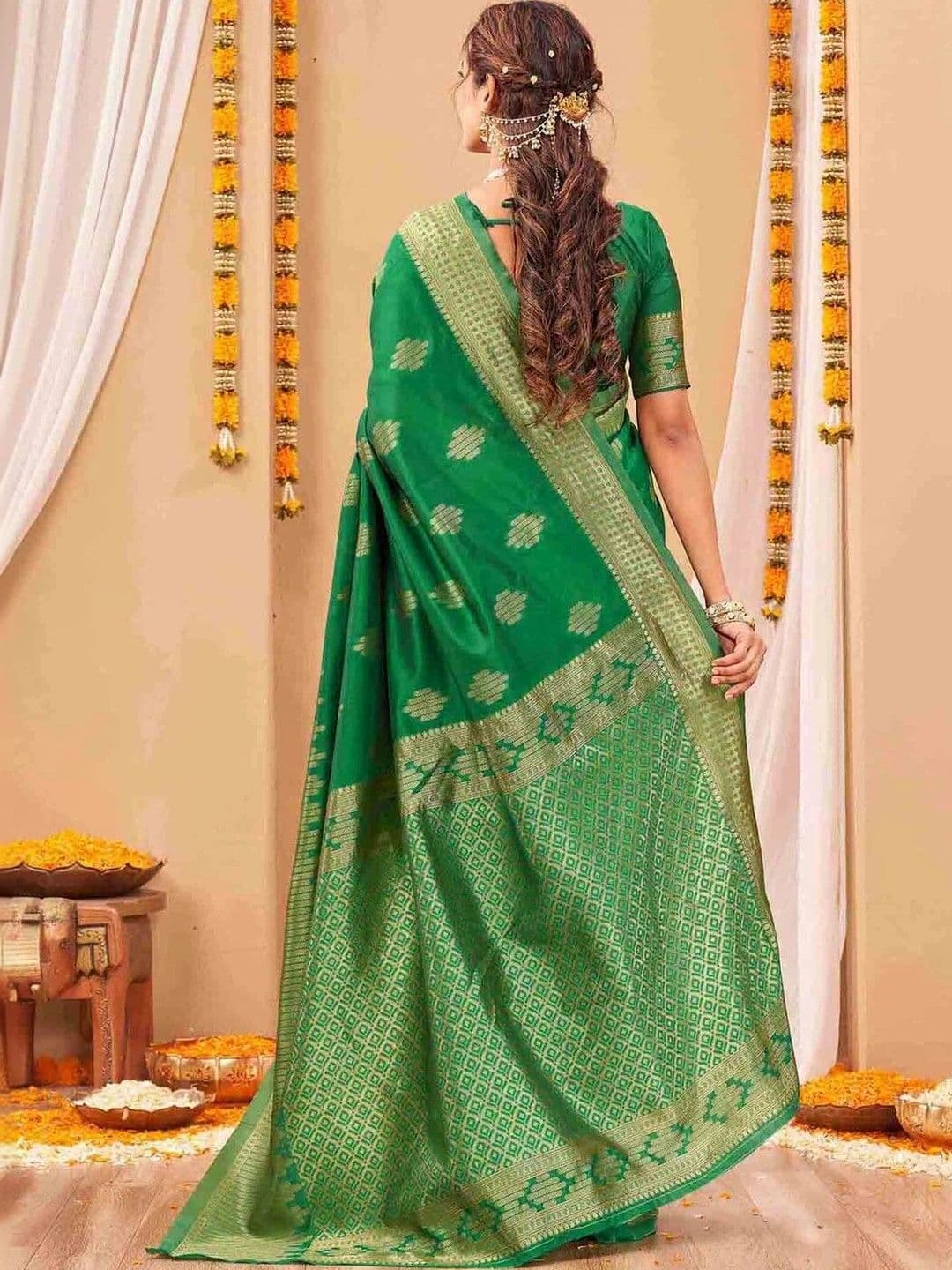 KALINI Woven Design Zari Art Silk Fusion Saree thumbnail 6