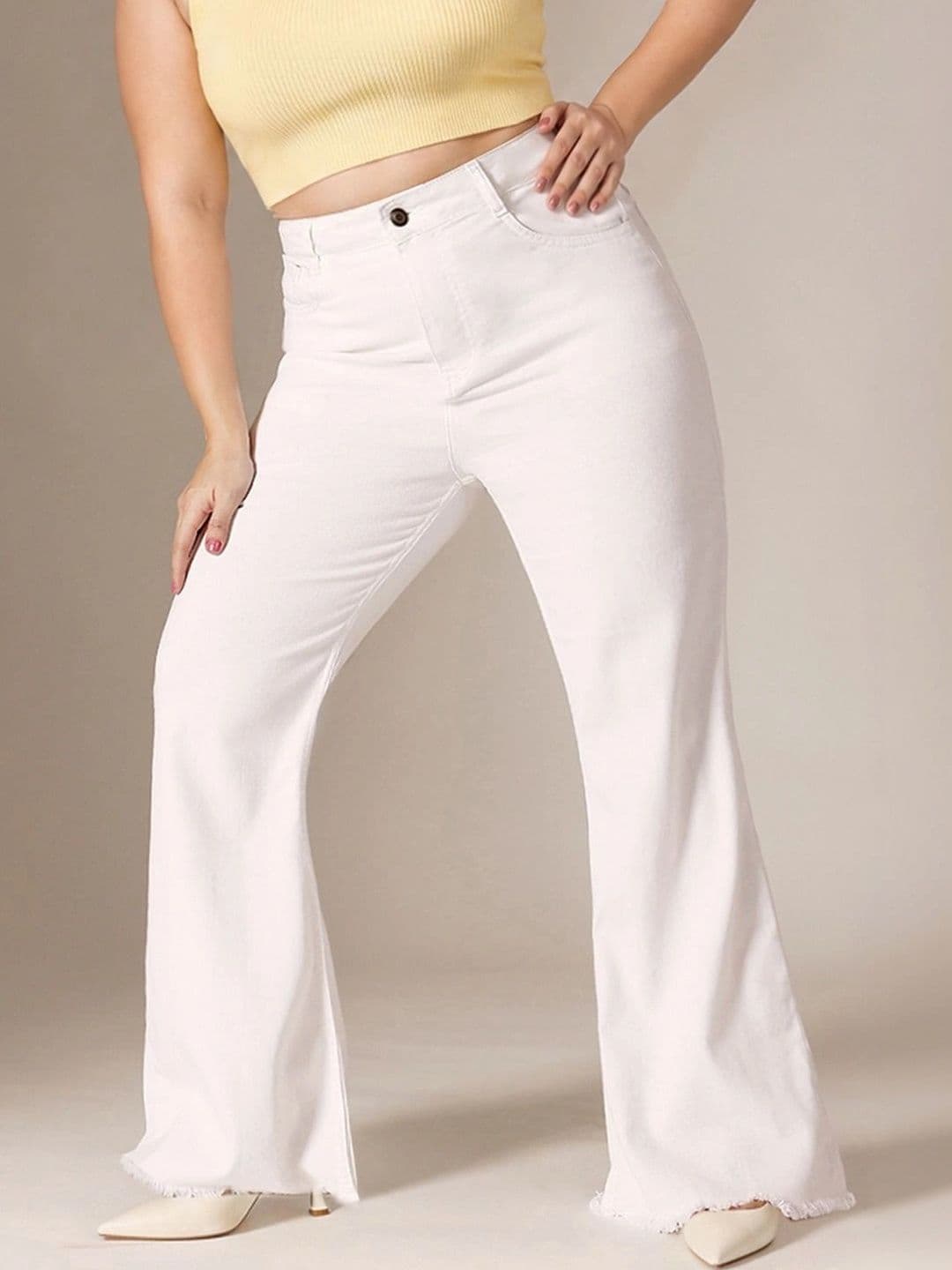 Miss Chase A+ Women Bootcut High-Rise Heavy Fade Cuffed Hem Stretchable Jeans thumbnail 2