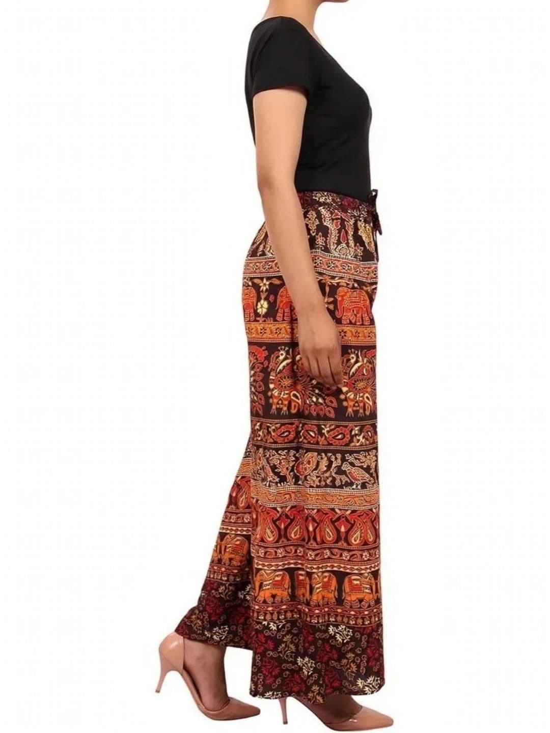 OUTER WEAR AYAM EXPORTS Women Ethnic Motifs Printed Knitted Ethnic Palazzos thumbnail 3