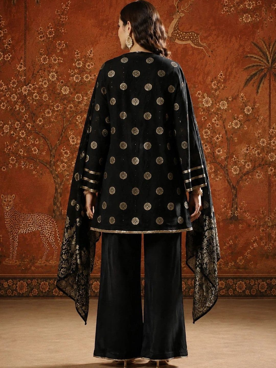 Sangria Women Ethnic Motifs Regular Mirror Work Kurta with Palazzos & With Dupatta thumbnail 5