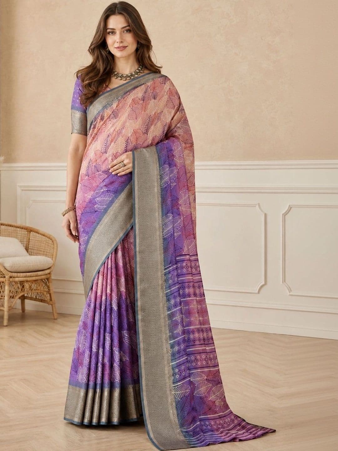 all about you Floral Zari Silk Blend Fusion Patola Saree - view 1