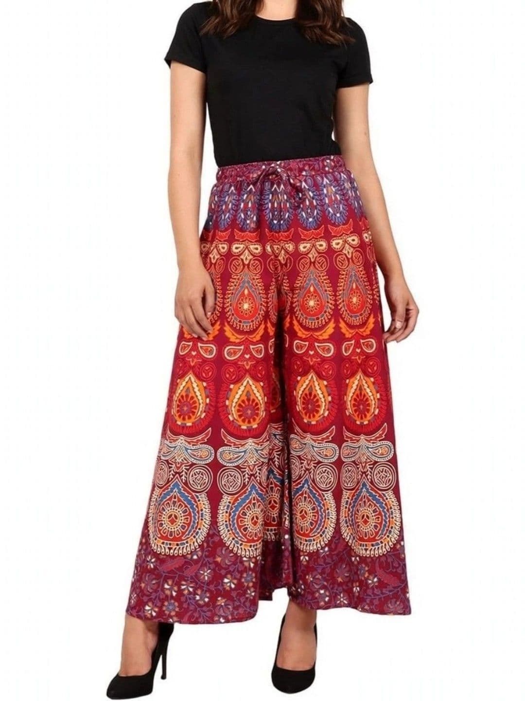 OUTER WEAR AYAM EXPORTS Women Ethnic Motifs Printed Knitted Ethnic Palazzos - view 1