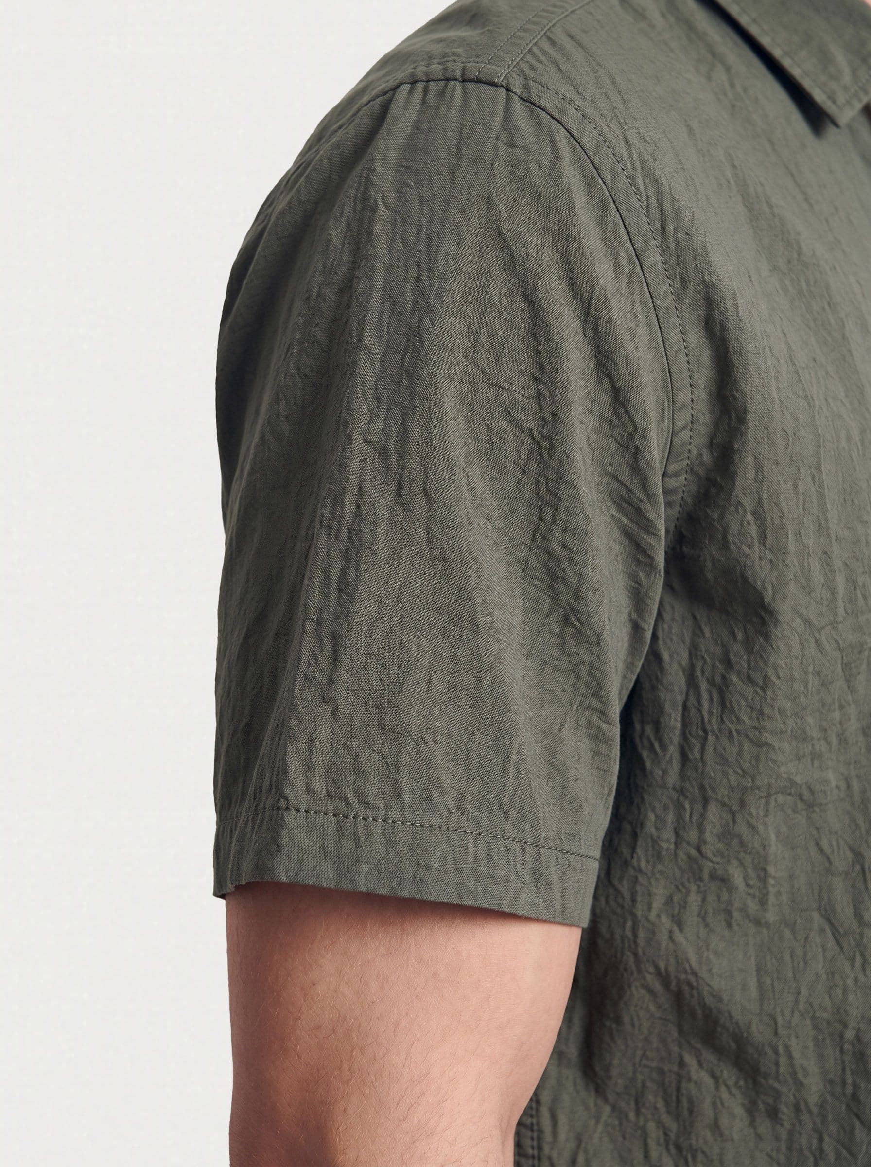 Mast & Harbour Easy Drape Textured Olive Shirt thumbnail 4