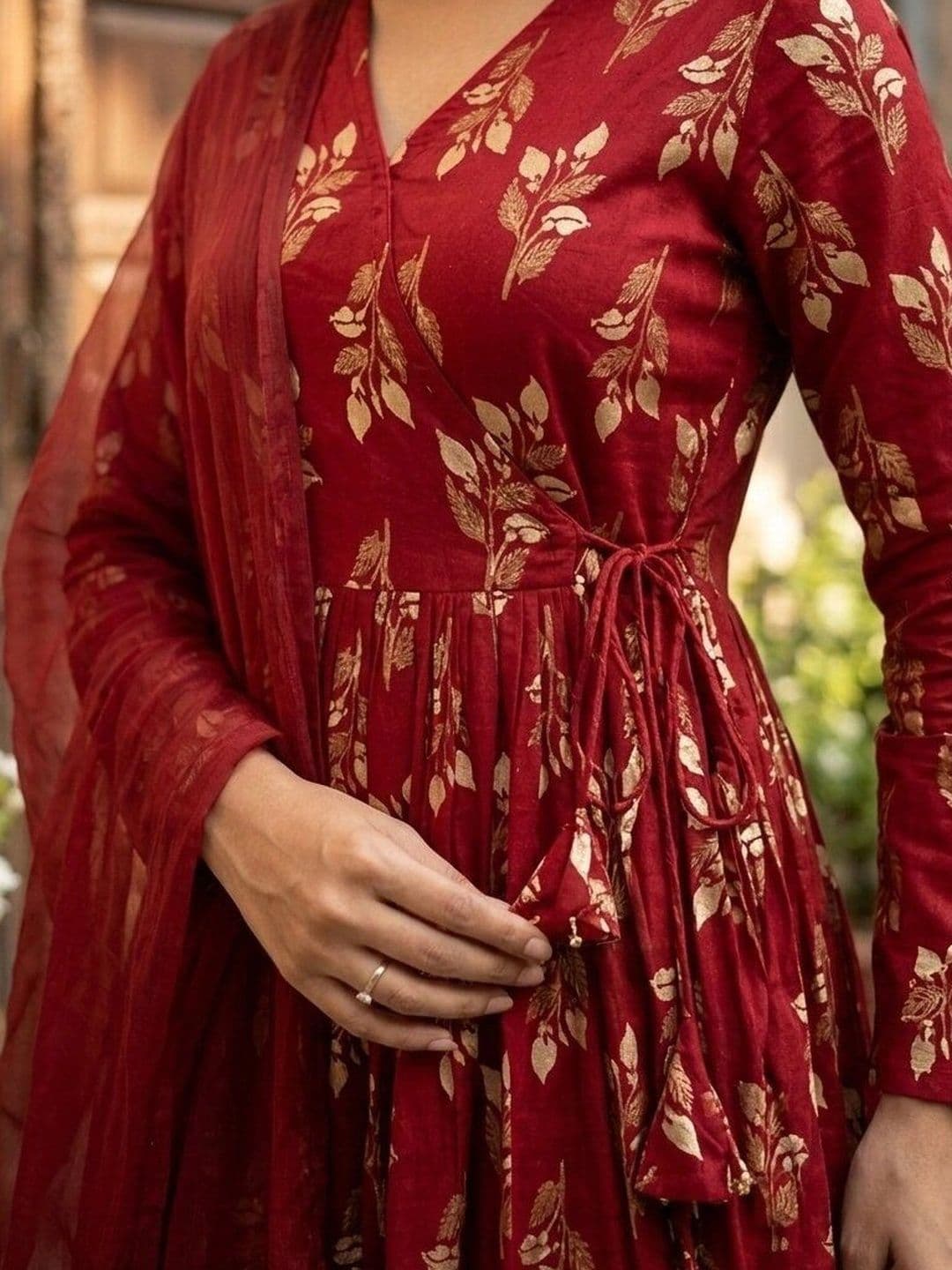 Anouk Women Ethnic Motifs Printed Angrakha Pure Cotton Kurta with Palazzos & With Dupatta thumbnail 7