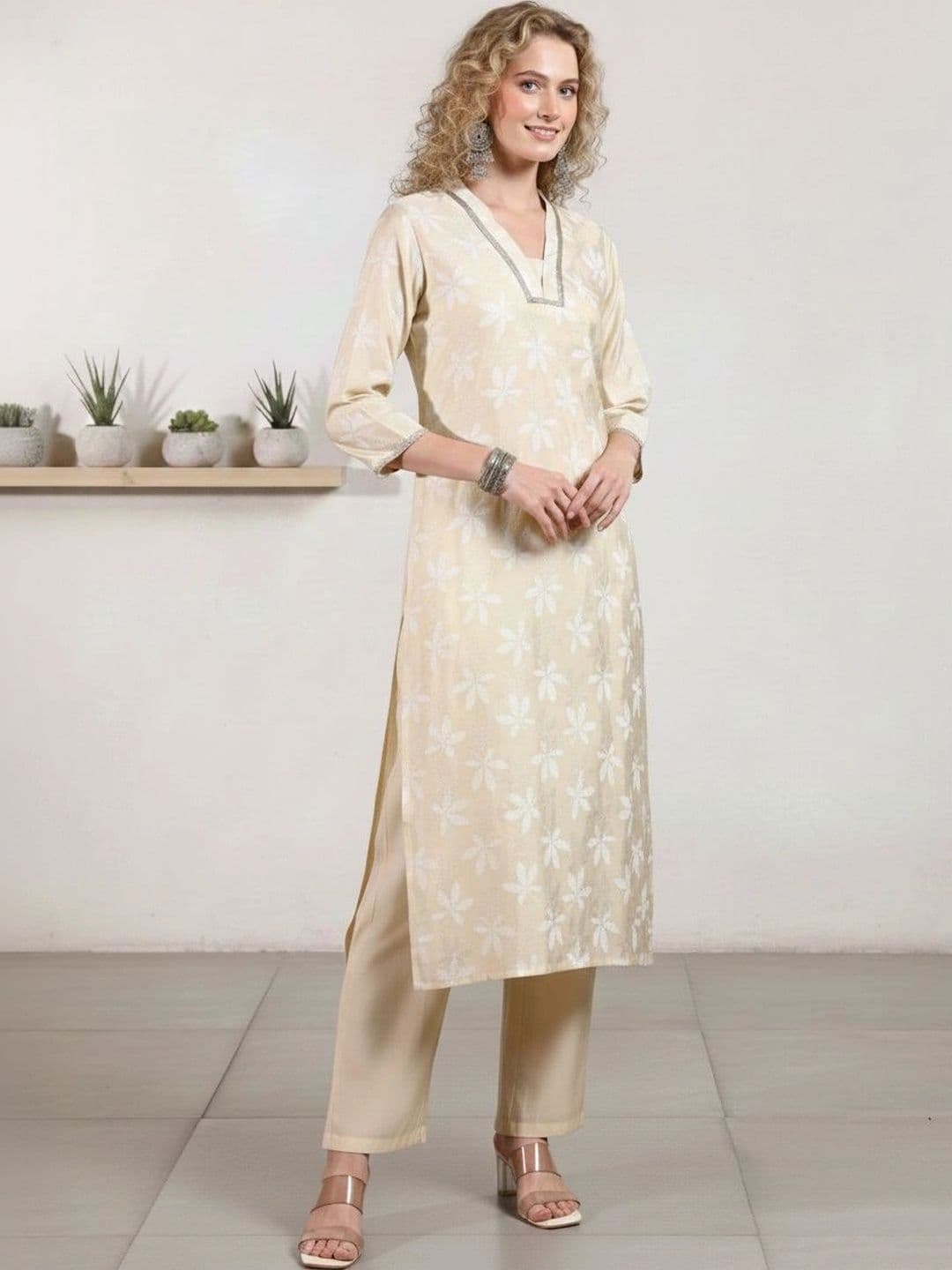 KALAMIR Women Floral Printed Regular Kurta with Trousers - view 1