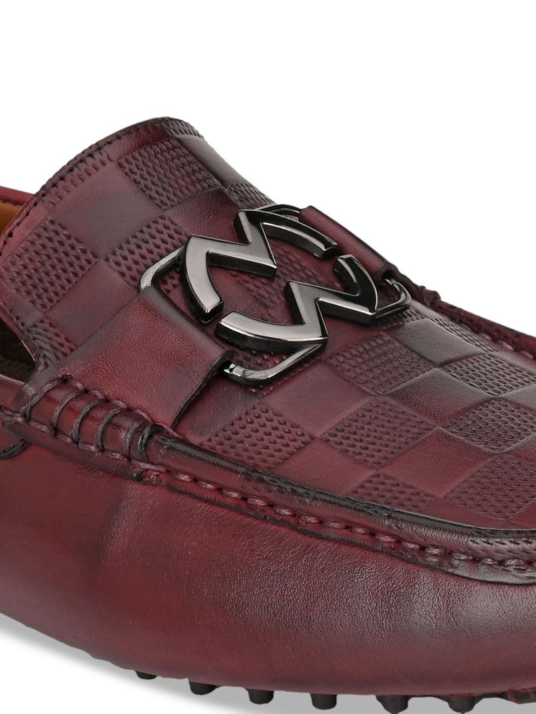 San Frissco Men Burgundy Coloured Textured Formal Loafers thumbnail 4