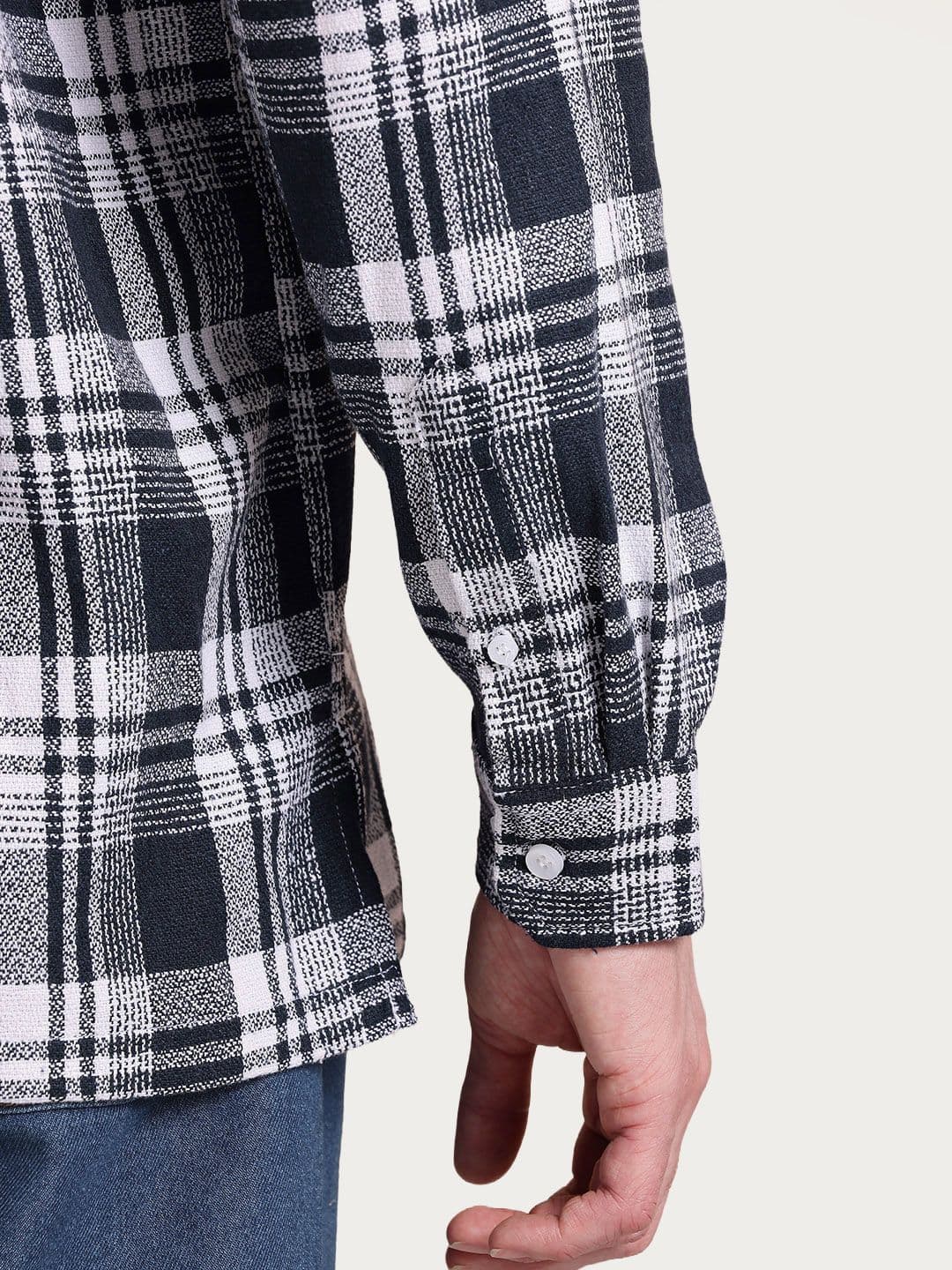 Mast & Harbour Easy Drape Textured Check Shirt thumbnail 5