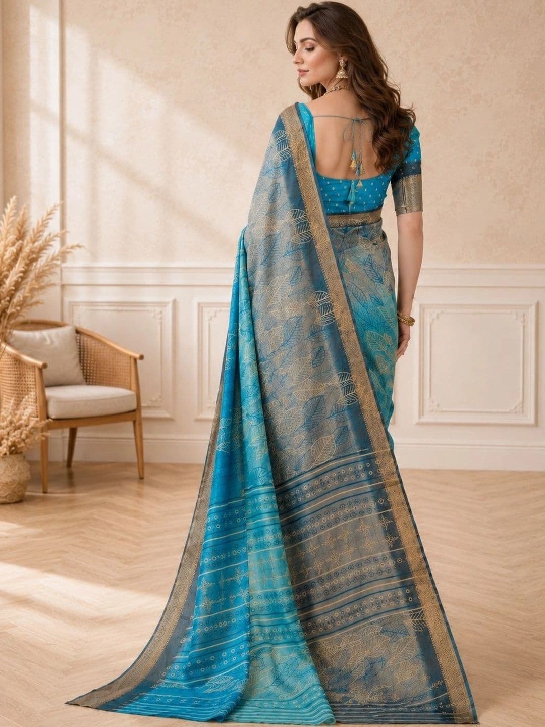 all about you Zari Silk Blend Fusion Patola Saree thumbnail 3