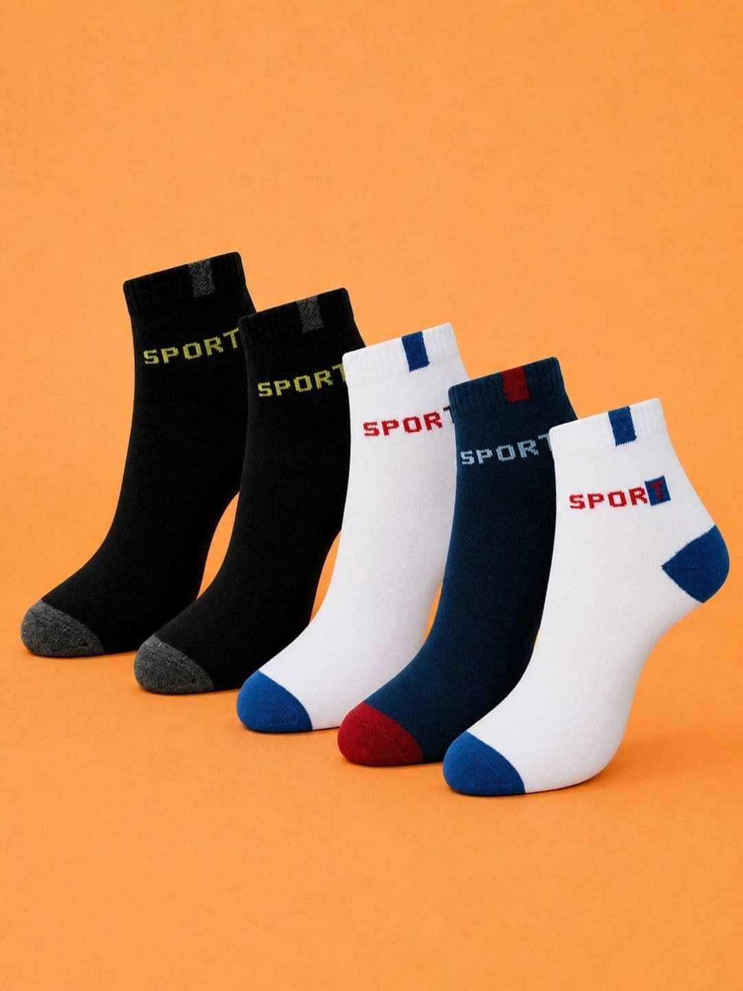 ADDOSSO Men Pack of 5 Cotton Assorted Colourblocked Ankle Length Socks - view 1