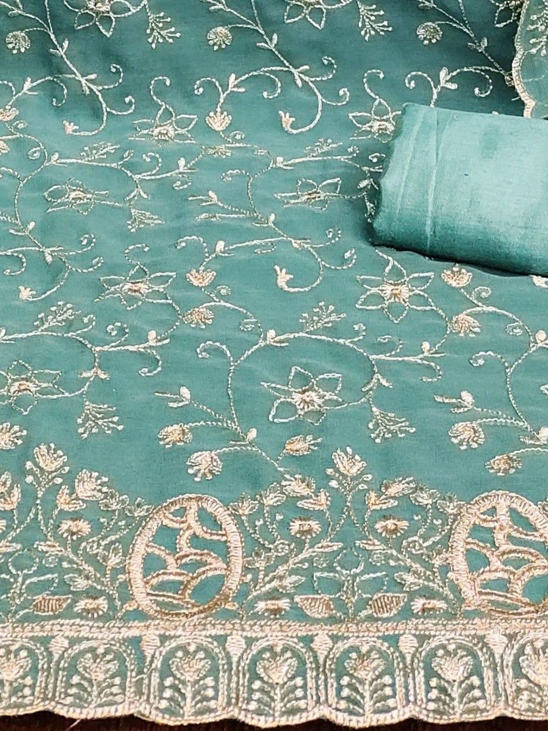 LeeliPeeri Designer Embroidered Unstitched Dress Material thumbnail 3