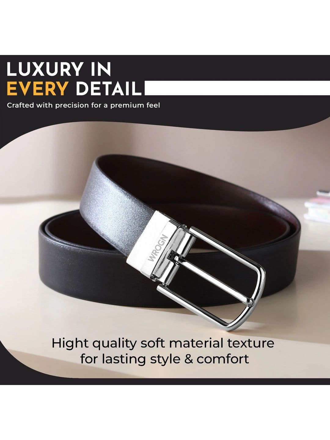 WROGN Men PU Reversible Formal Belt thumbnail 2