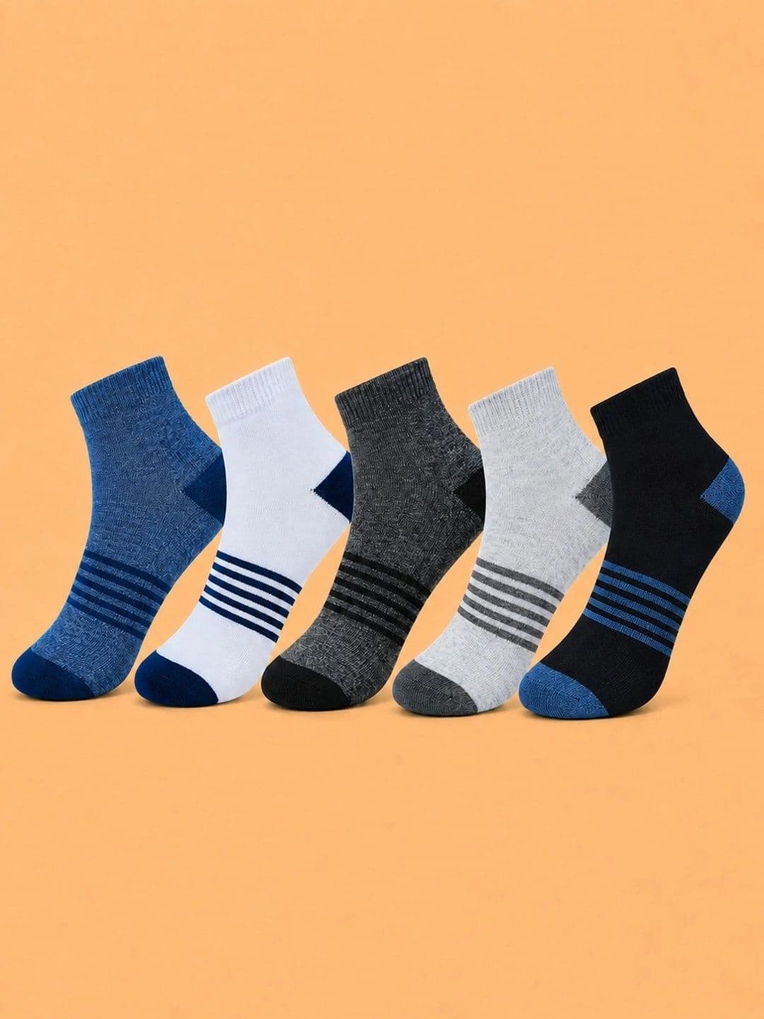 ADDOSSO Men Pack of 5 Cotton Assorted Striped Ankle Length Socks - view 1