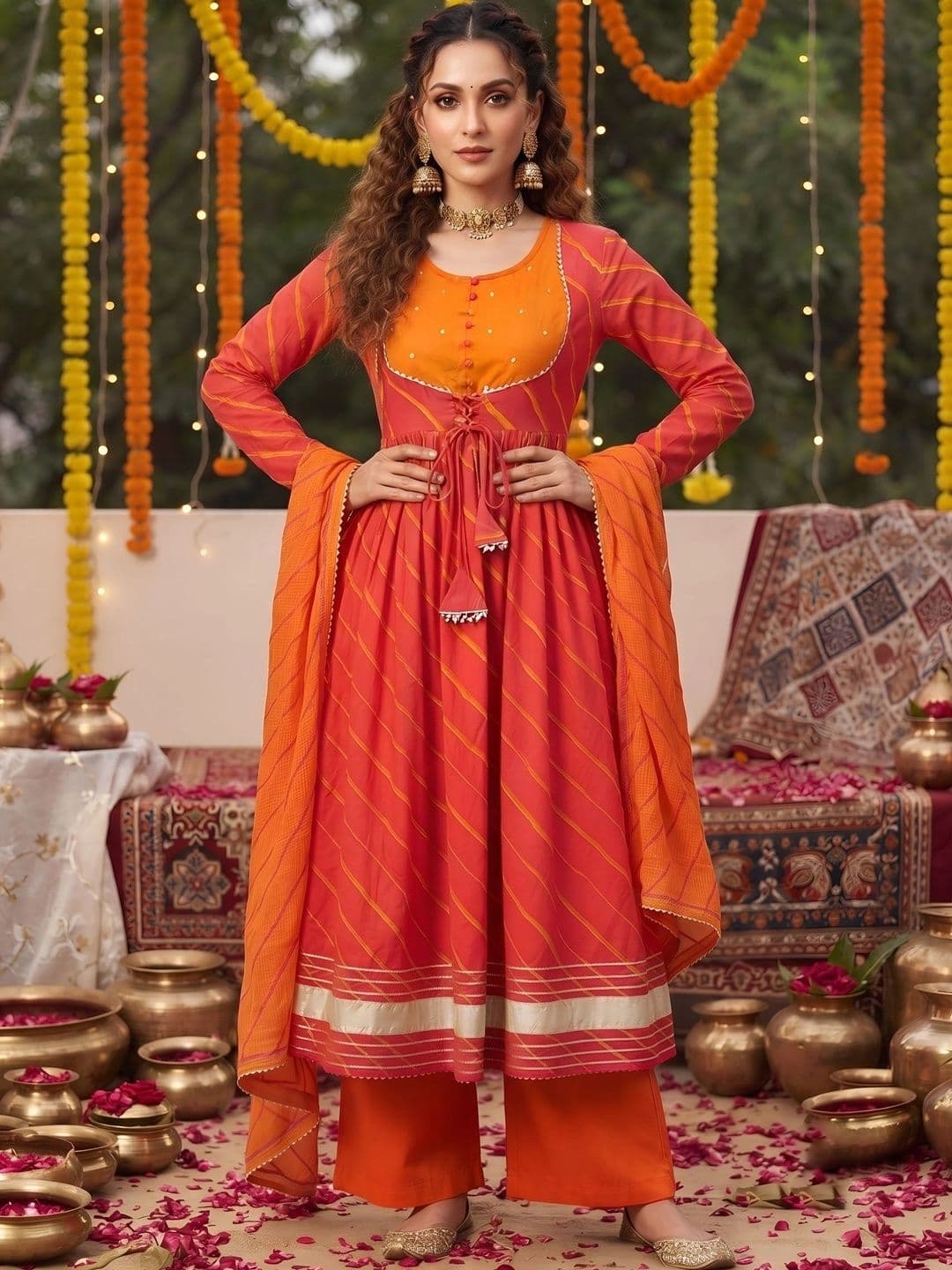 Nayo Women Printed Empire Pure Cotton Kurta with Palazzos & With Dupatta thumbnail 7