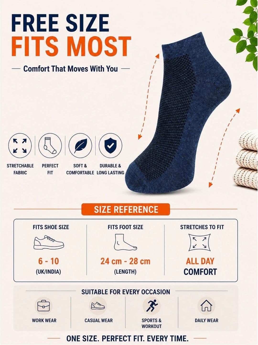 ADDOSSO Men Pack of 3 Cotton Assorted Patterned Ankle Length Socks thumbnail 5
