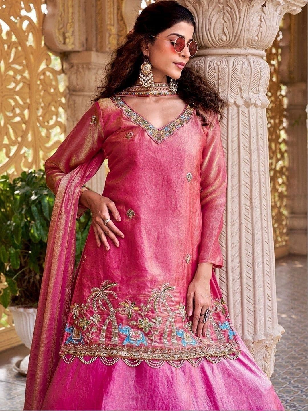 Shree Ram Creation Women Embroidered Thread Work Ready to Wear Lehenga & Blouse & Dupatta thumbnail 3