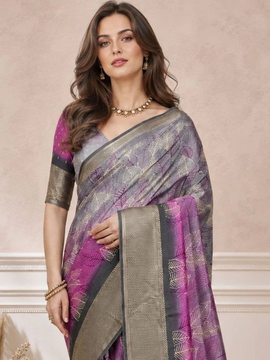 all about you Woven Design Zari Silk Blend Fusion Patola Saree thumbnail 4