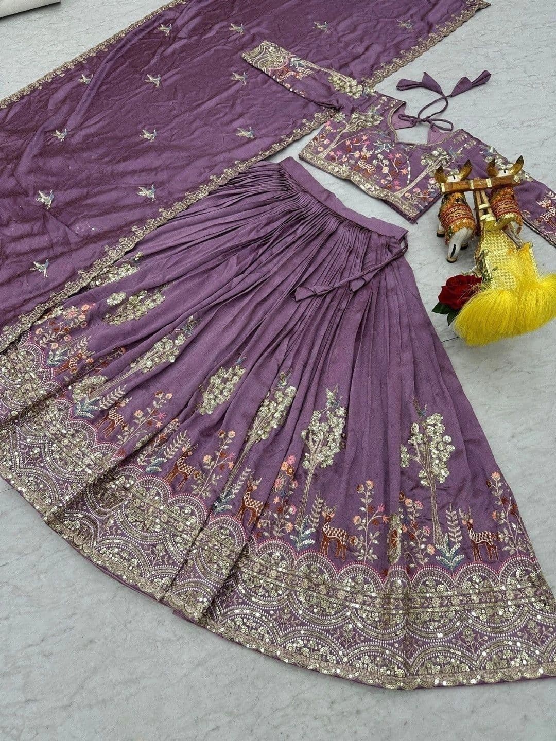 Shree Ram Creation Embroidered Ready to Wear Lehenga & Blouse With Dupatta thumbnail 2
