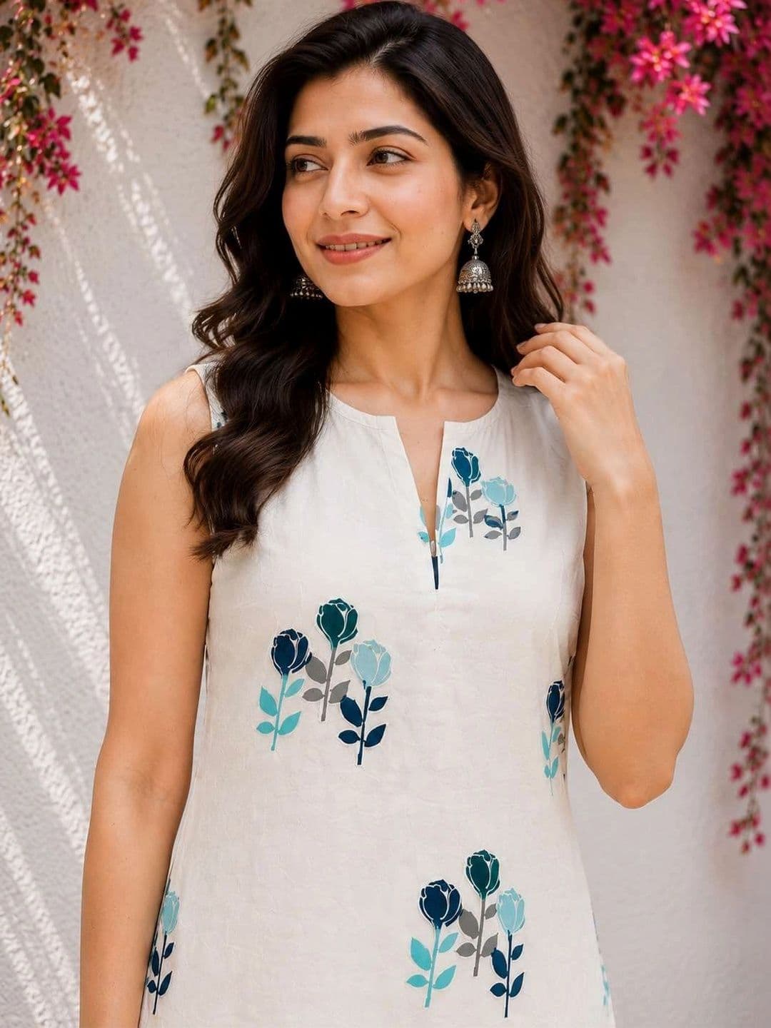 iEthniya Women Floral Printed Regular Kurta with Palazzos thumbnail 4