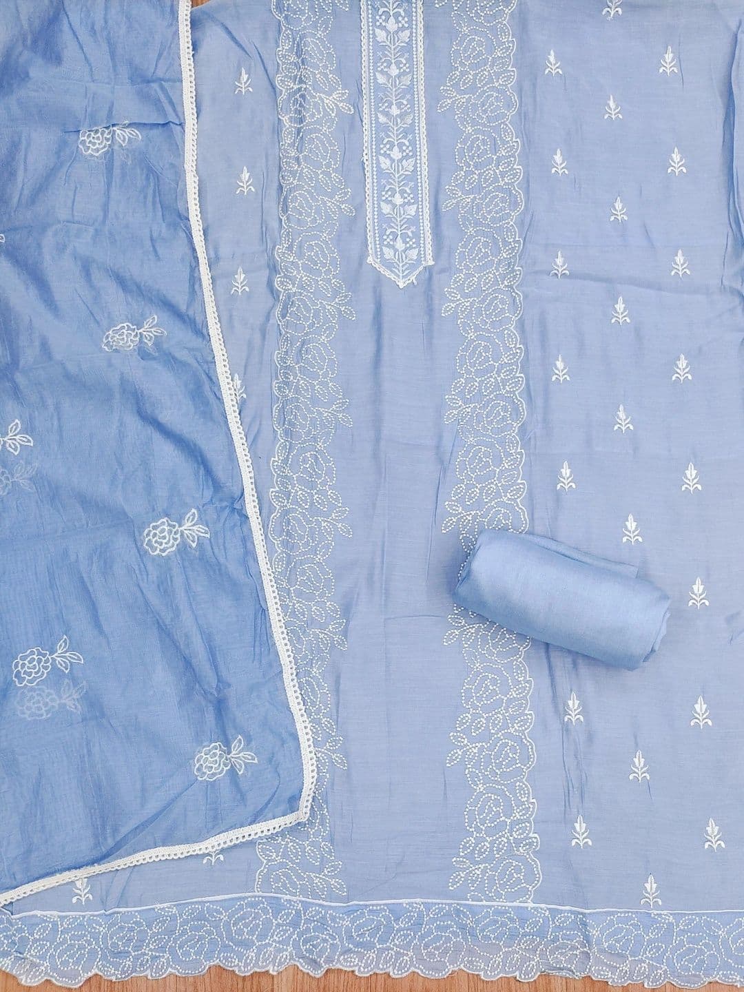 LeeliPeeri Designer Embroidered Unstitched Dress Material thumbnail 3