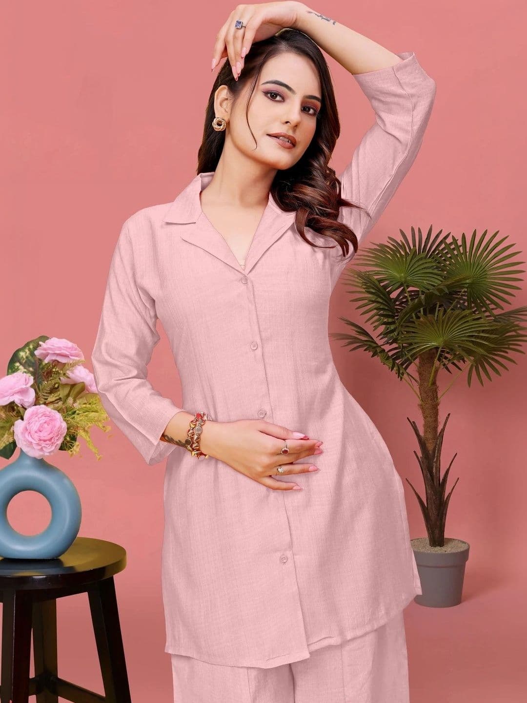 Gitaji Women Regular Pure Cotton Kurta with Palazzos thumbnail 2