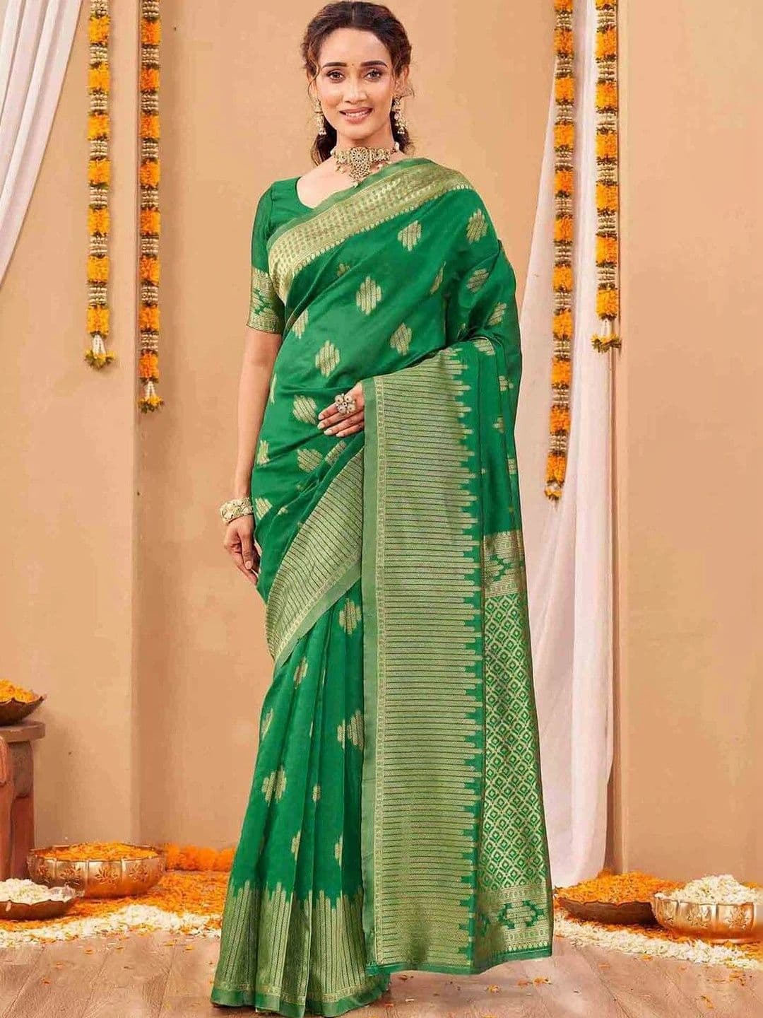 KALINI Woven Design Zari Art Silk Fusion Saree - view 1